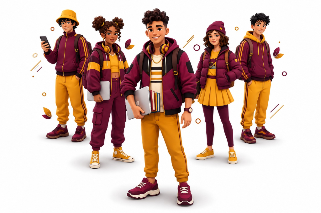 Trendy student group cartoon